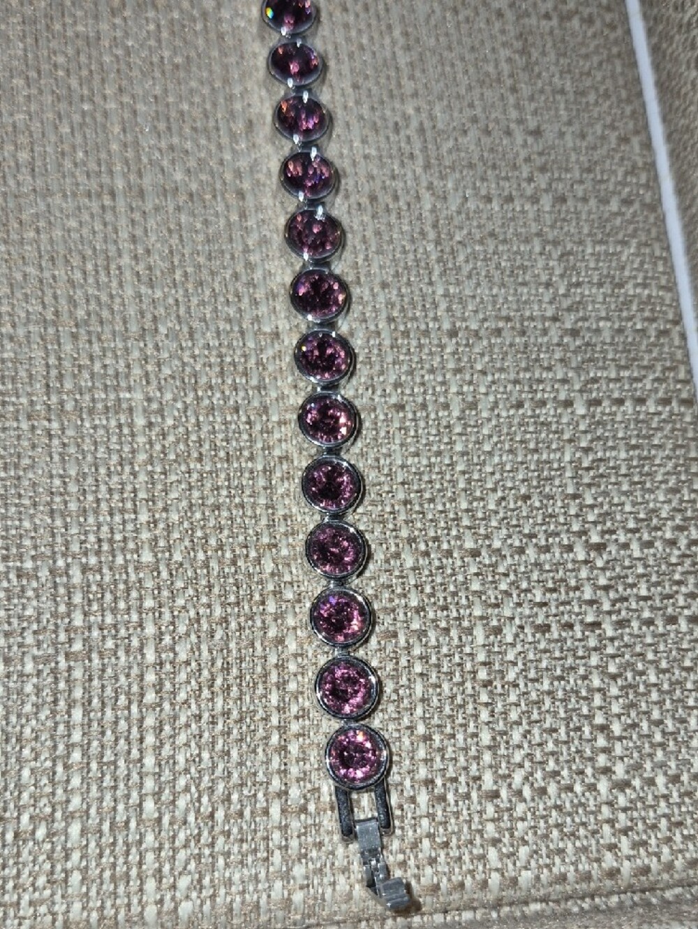 Touchstone Crystal Pink Crystal Bezel Tennis Bracelet - Picture 2 of 3